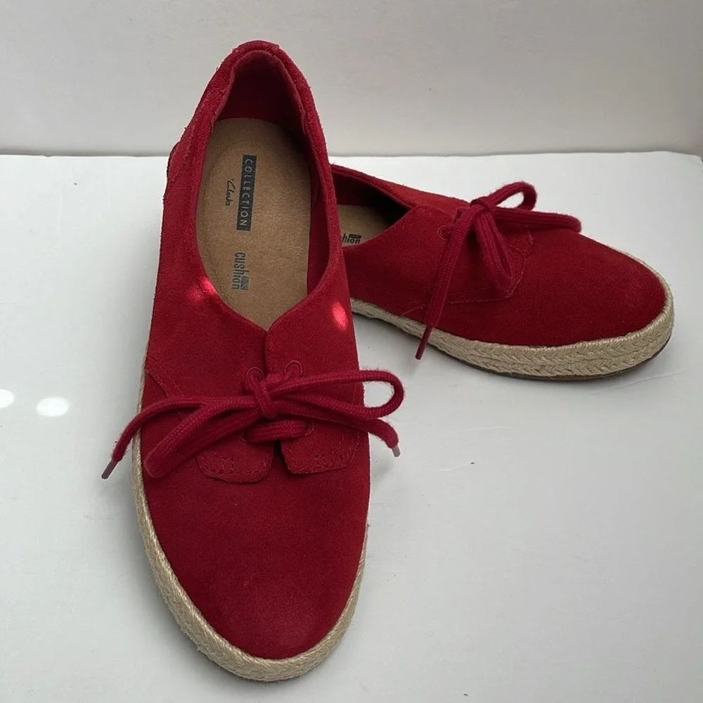 Clarks Collection Women's Red‎ Espadrille Loafers Sneakers 8